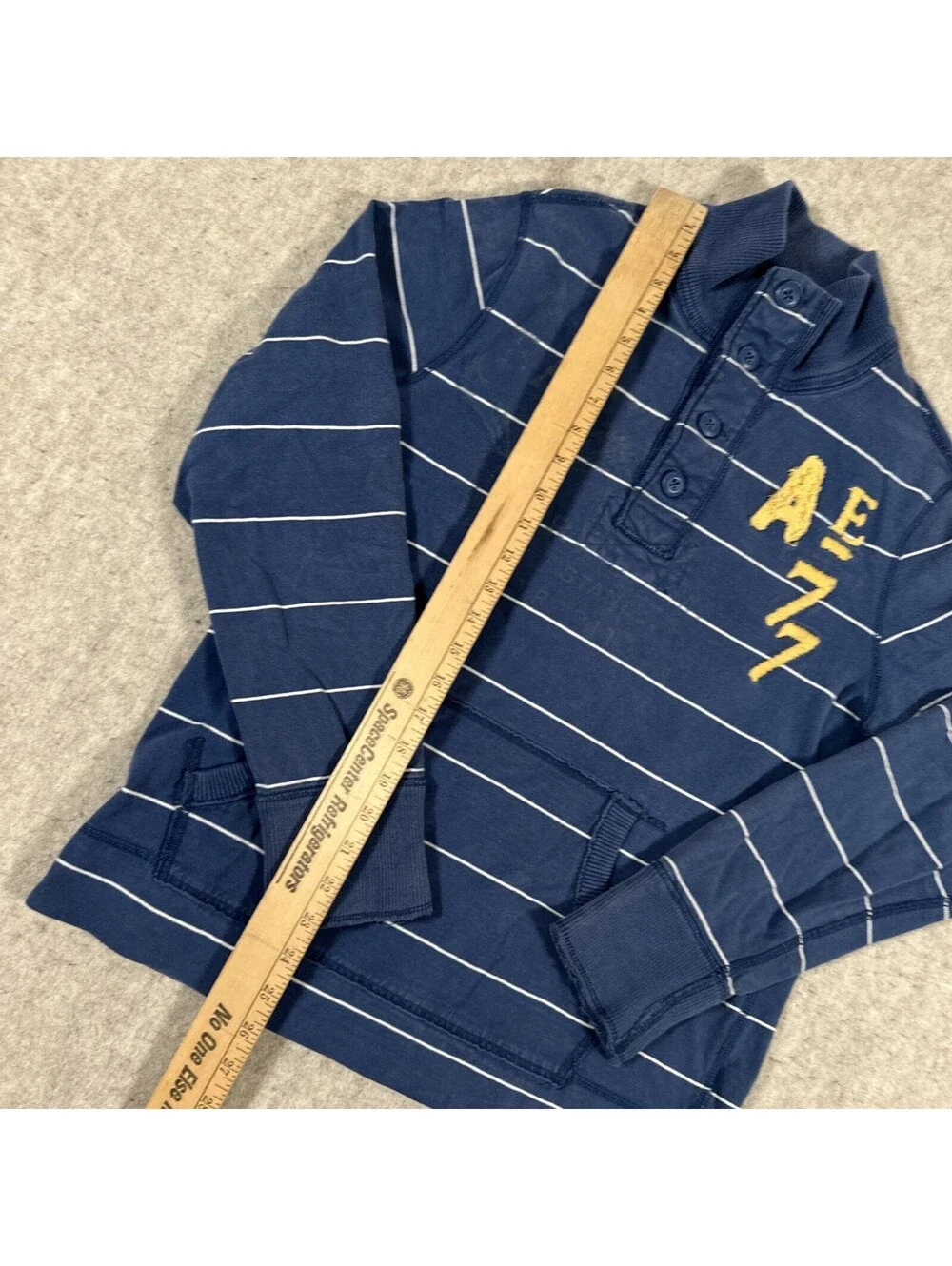 American Eagle Sweater Medium Blue Stripe Collar Blue Vintage Fit Y2K